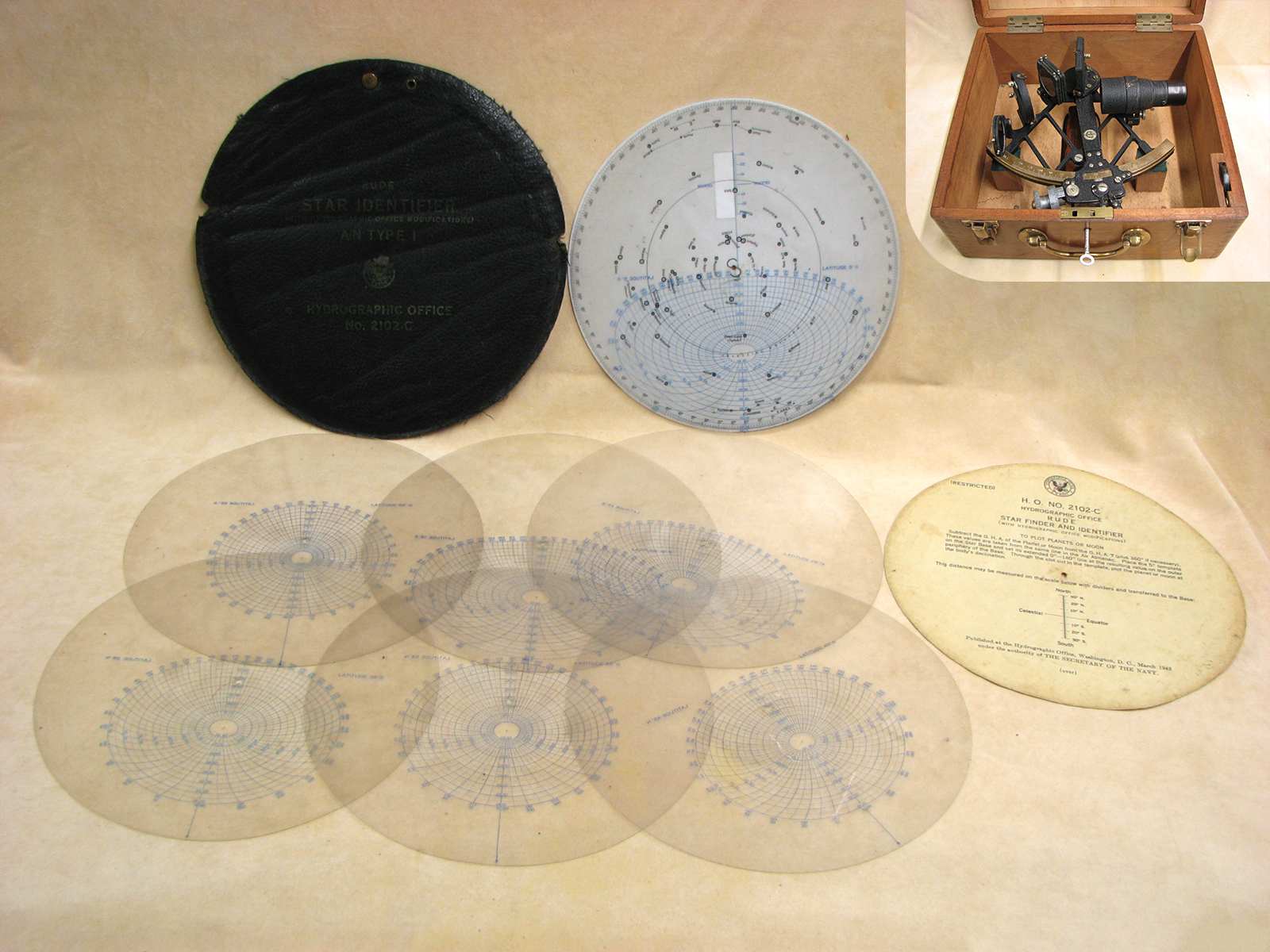 1962 B Cooke & Son Maritime sextant with Star Finder set